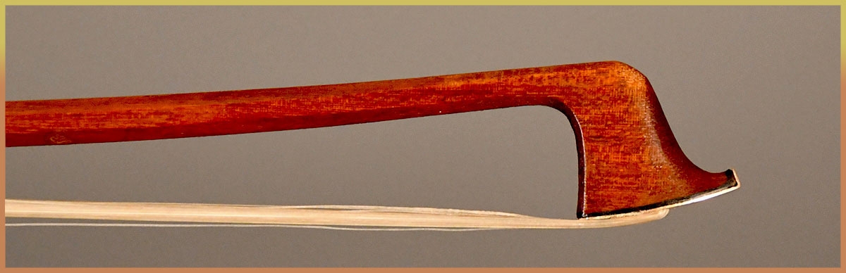 Louis Morizot frères gold mounted viola bow with Tortoise shell frog